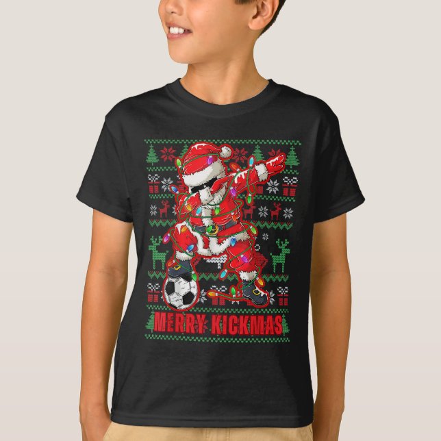 Merry Kickmas Weihnachts Fußball Ball Ugly Youth S T-Shirt (Vorderseite)
