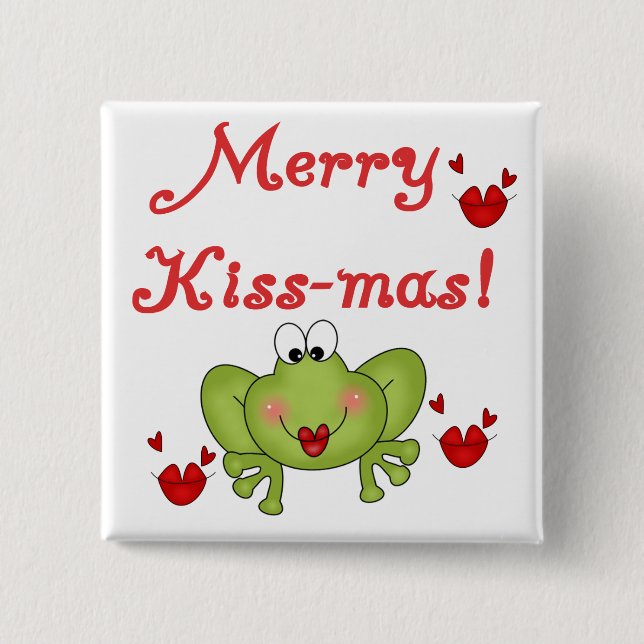 Merry Kiss-Mas Tshirts und Geschenke Button (Vorderseite)