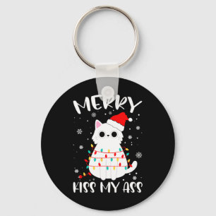 Merry Kiss mein Weihnachtsthema Cat Lovers Geschen Schlüsselanhänger