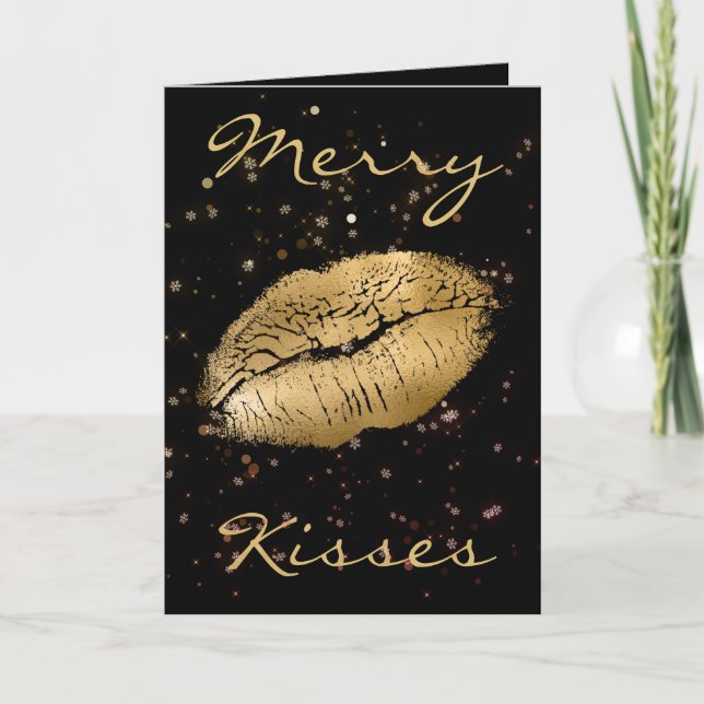 Merry Kisses Christmas Feiertagskarte (Vorderseite)