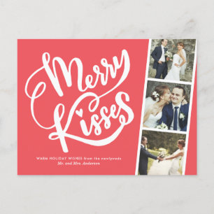 Merry Kisses Newlywed Christmas Danke Feiertagspostkarte