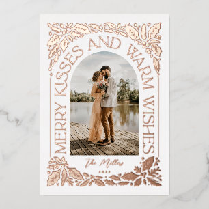 Merry Kisses und Warm wünscht Berry Arch Foto Folien Feiertagskarte