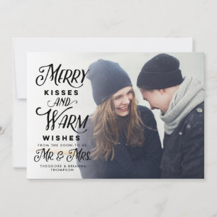 Merry Kisses und Warm wünscht Frau Holiday Feiertagskarte