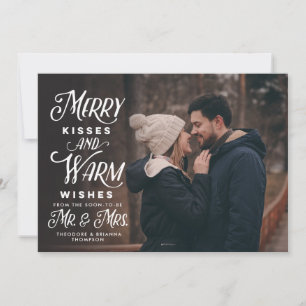 Merry Kisses und Warm wünscht Frau Holiday Feiertagskarte