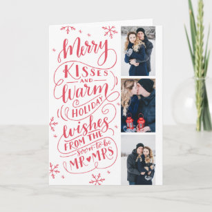 Merry Kisses Warm Wünsche Rett 3 Foto geklappt Feiertagskarte