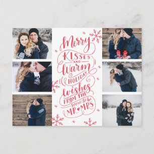 Merry Kisses Warm Wünsche Rett 6-Foto Ankündigungspostkarte