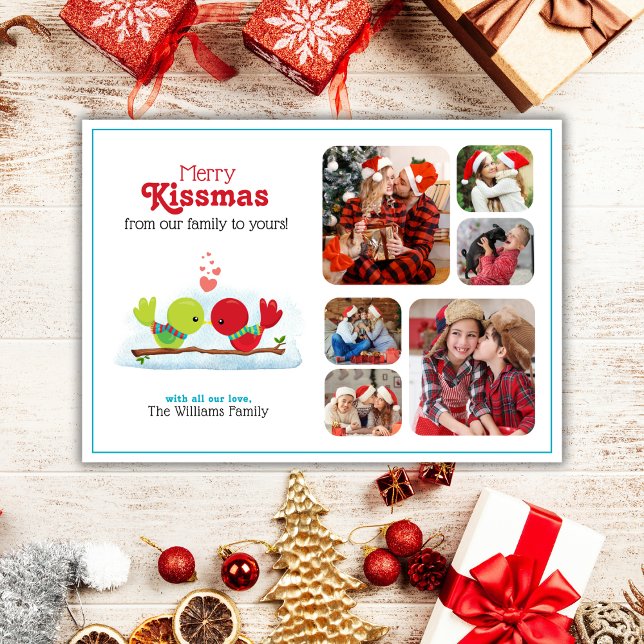 Merry Kissmas Holiday Foto Card Einladung (Share love and kisses with this colourful and festive Merry Kissmas Holiday Photo Card
)