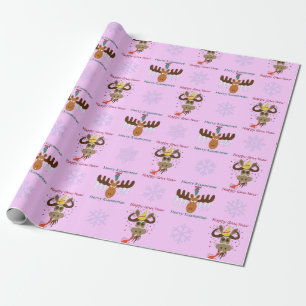 Merry Kissmoose_Happy Gnu Jahresmuster_pink Geschenkpapier