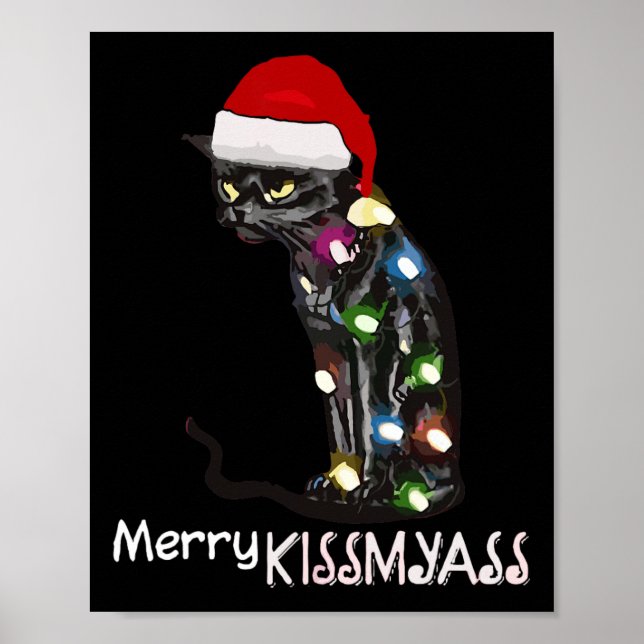 Merry Kissmy Fun Cat Christmas Lights 3 Poster (Vorne)