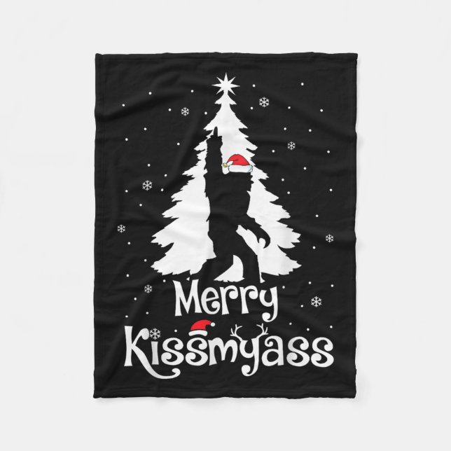 Merry Kissmy Funny Bigfoot Yeti Sasquatch Christma Fleecedecke (Vorderseite)