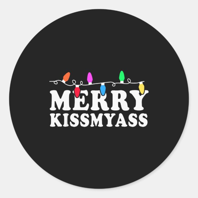 Merry Kissmy Shirt - Inappropriate Christmas Shirt Runder Aufkleber (Vorderseite)