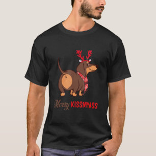 Merry Kissmyass Christmas Rentier Dackel Dog T-Shirt