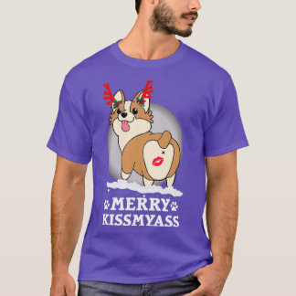 Merry KissMyAss Corgi Horn Weihnachtsgeschenk Hall T-Shirt