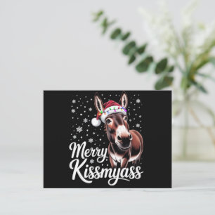 Merry Kissmyass Donkey Sarcastic Xmas Funny Pajama Feiertagspostkarte