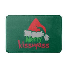 Merry Kissmyass Funny Christmas Bath Mat Badematte