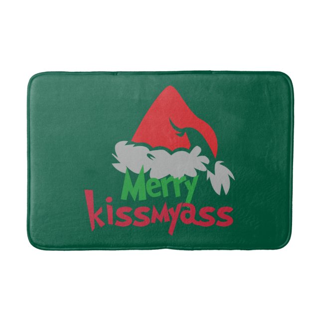Merry Kissmyass Funny Christmas Bath Mat Badematte (Vorderseite)