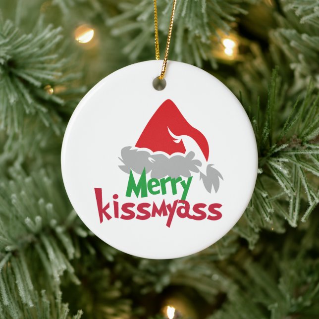 Merry Kissmyass Funny Christmas Ornament (Baum)