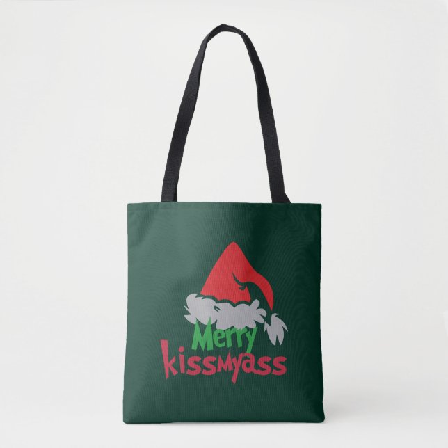 Merry Kissmyass Funny Christmas Tote Bag (Vorderseite)