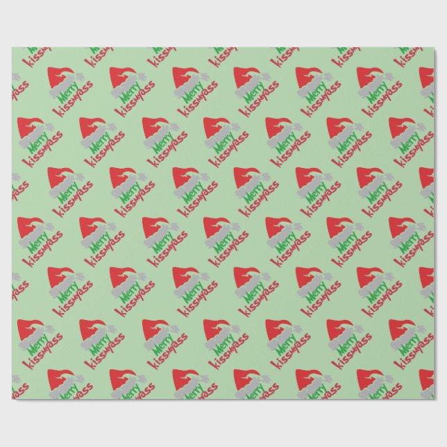 Merry Kissmyass Funny Christmas Wrapping Paper Geschenkpapier (Flach)
