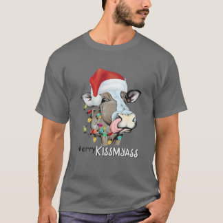 Merry Kissmyass Xmas Ugly Cow Lover Weihnachtsmann T-Shirt