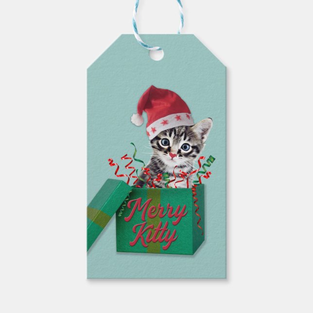 Merry Kitty, Frohe Weihnachten Geschenkanhänger (Vorderseite)