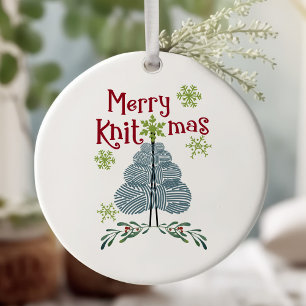 Merry Knitmas und Garnbaum Knitting Holiday Deco Keramik Ornament