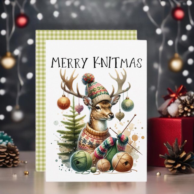 Merry Knittmas Weihnachten stürzen Einladung (For yarn lovers and craft enthusiasts. )