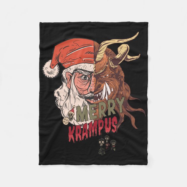 Merry Krampus Beängstigend Santa Horror Weihnachte Fleecedecke (Vorderseite)