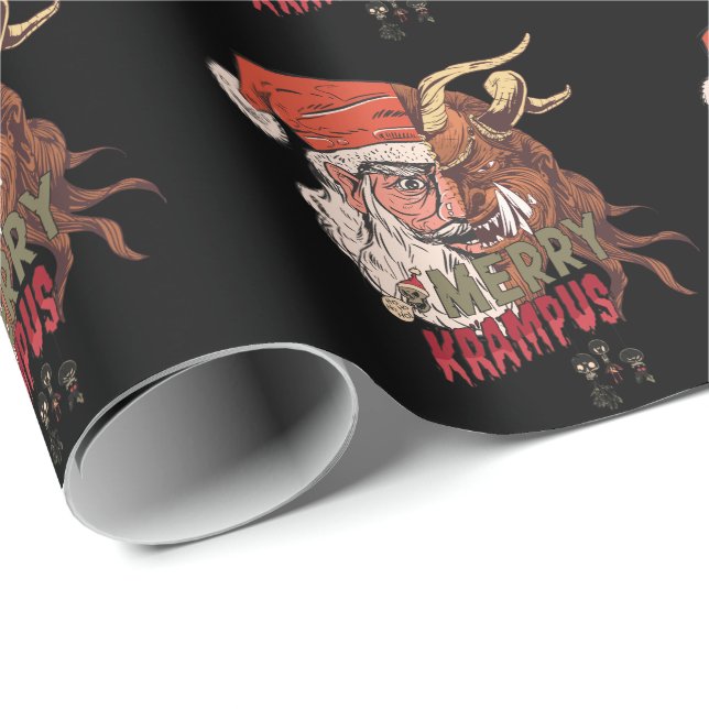 Merry Krampus Beängstigend Santa Horror Weihnachte Geschenkpapier (Rolleneckpunkt)