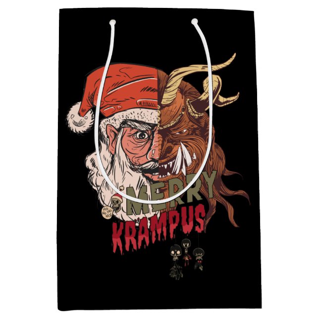 Merry Krampus Beängstigend Santa Horror Weihnachte Mittlere Geschenktüte (Vorderseite)