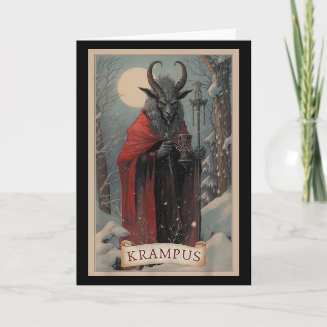 Merry Krampus Christmas Xmas Horror Ugly Sweater E Karte (Vorderseite)