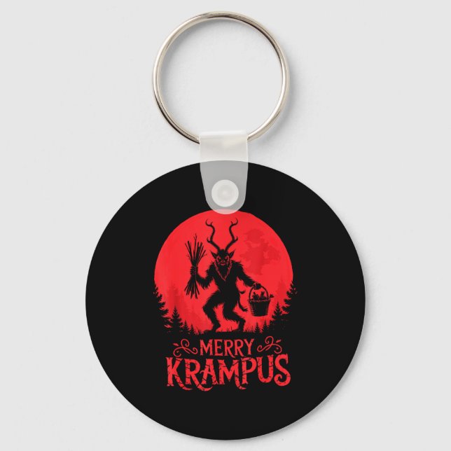 Merry Krampus Christmas Xmas Horror Ugly Sweater E Schlüsselanhänger (Vorderseite)