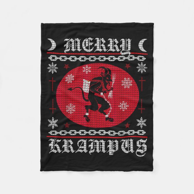 Merry Krampus. Goth Christmas Ugly Sweater. Krampu Fleecedecke (Vorderseite)