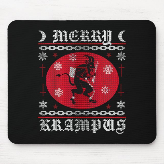 Merry Krampus. Goth Christmas Ugly Sweater. Krampu Mousepad (Vorne)