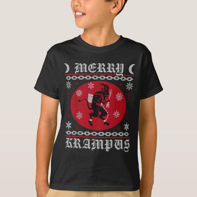 Merry Krampus. Goth Christmas Ugly Sweater. Krampu T-Shirt (Vorderseite)