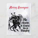 Merry Krampus Grußkarte Feiertagspostkarte<br><div class="desc">Vorsicht vor dem Krampus im Weihnachten!  Wenn du nicht gut bist,  wird er dich essen.</div>