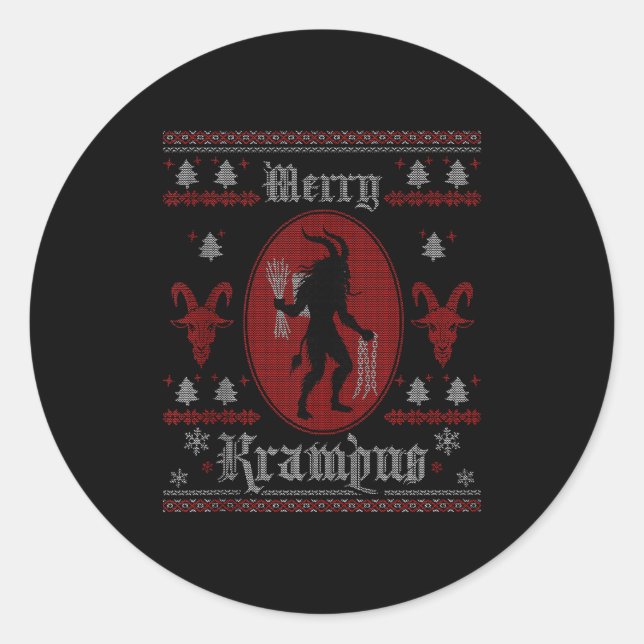 Merry Krampus Horror Soky Evil Funny Ugly Christma Runder Aufkleber (Vorderseite)