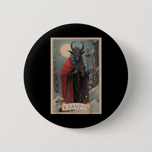 Merry Krampus Horror Weihnachten Ugly Sweater Evil Button (Vorderseite)