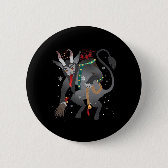 Merry Krampus Horror Weihnachts-Böse Pajama Evil P Button (Vorderseite)