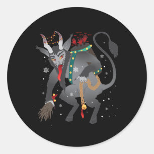 Merry Krampus Horror Weihnachts-Böse Pajama Evil P Runder Aufkleber