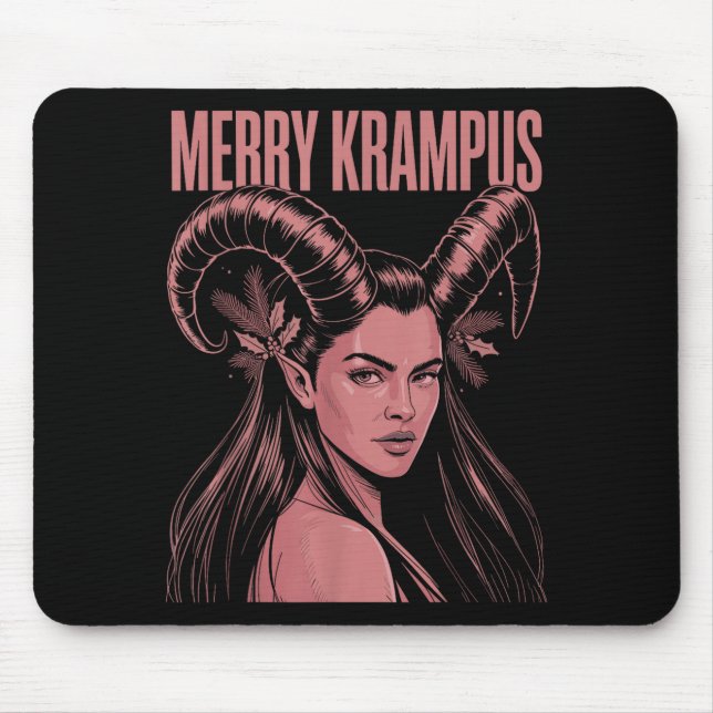 Merry Krampus Ironic Lilith Christmas Dark Feminin Mousepad (Vorne)