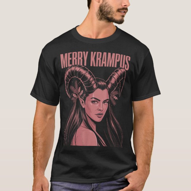 Merry Krampus Ironic Lilith Christmas Dark Feminin T-Shirt (Vorderseite)