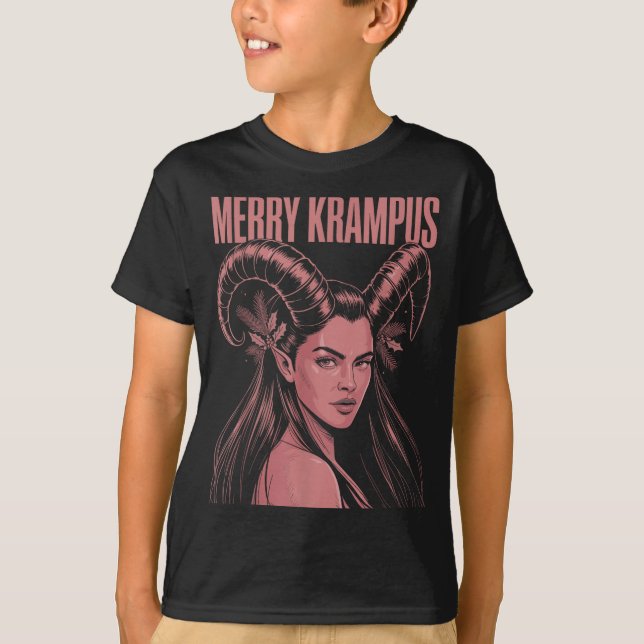 Merry Krampus Ironic Lilith Christmas Dark Feminin T-Shirt (Vorderseite)
