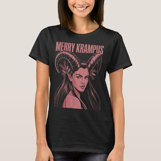 Merry Krampus Ironic Lilith Christmas Dark Feminin T-Shirt (Vorderseite)