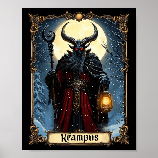 Merry Krampus Tarot Card Weihnachts-Horror Ugly Sw Poster (Vorne)