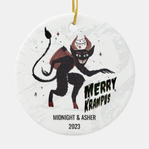 Merry Krampus Typografie Weihnachten Keramik Ornament