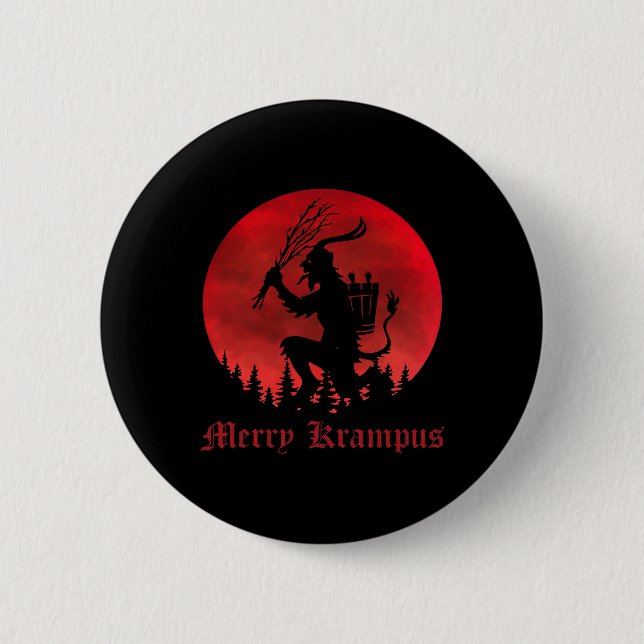 Merry Krampus Weihnachts Xmas Horror Ugly Sweater  Button (Vorderseite)