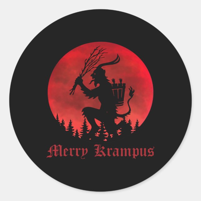 Merry Krampus Weihnachts Xmas Horror Ugly Sweater  Runder Aufkleber (Vorderseite)