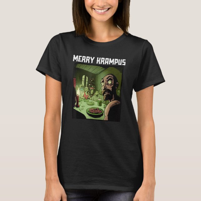 Merry Krampus Weihnachts Xmas Horror Ugly Sweater  T-Shirt (Vorderseite)