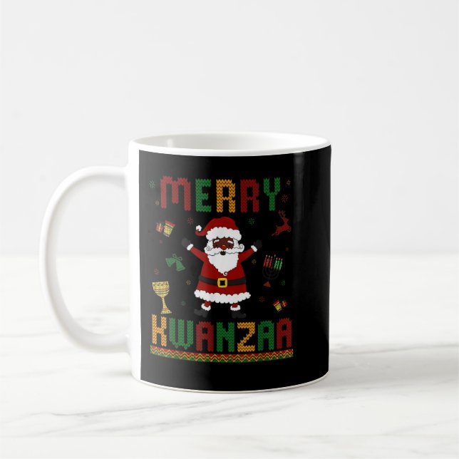 Merry Kwanzaa Santa Black Ugly Happy Kwanzaa Day Kaffeetasse (Links)